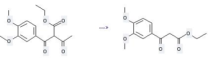 Benzenepropanoicacid, 3,4-dimethoxy-b-oxo-, ethyl ester can be prepared by 3-oxo-2-Veratroyl-butyric acid ethyl ester.